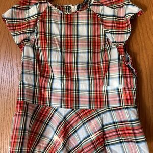 J Crew Plaid Short Sleeve blouse with peplum bottom